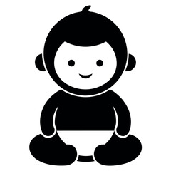 Black silhouette of a single minimalist infant icon. Ideal for baby products, childcare branding, maternity services, parenting blogs, and newborn-related design projects.