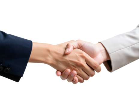 Businesswoman shaking hands during meeting, transparent background PNG - Powered by Adobe