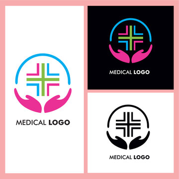 Medical Logo modern design with pink green blue colour for medical logo brand