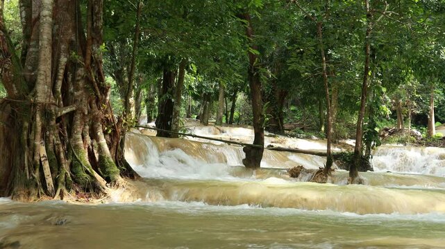 tad sae waterfall in luangprabang, laos
