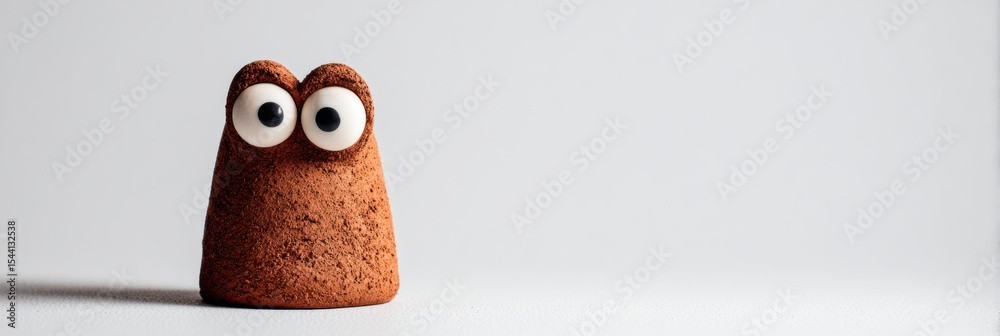 Aufkleber Charming Clay Character With Oversized Eyes Stands Against a Minimal Background Showcasing Its Playful Design and Unique Personality
