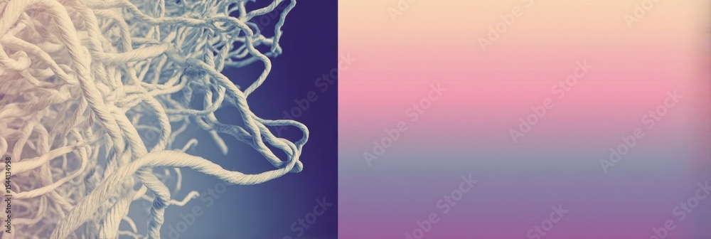 Poster Tangled Thread on the Left Symbolizes Mental Overload While a Calming Gradient on the Right Offers a Sense of Tranquility and Balance