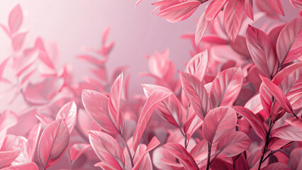 Pink foliage leaves in abstract dreamy composition