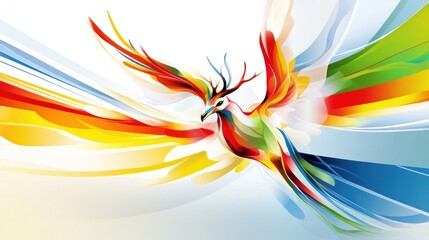 Colorful abstract bird in flight