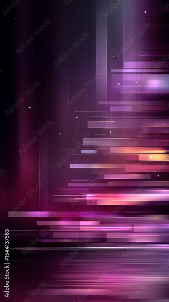 Poster purple technology background with horizontal lines and blocks. abstract digital backdrop representin