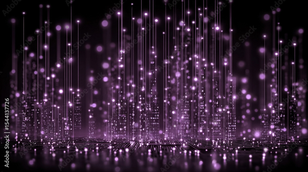 Poster purple technology background with horizontal lines and blocks. abstract digital backdrop representin