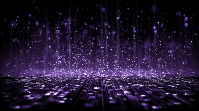 Purple technology background with horizontal lines and blocks. Abstract digital backdrop representing data transfer and network systems. Sleek design for business presentations and tech concepts.