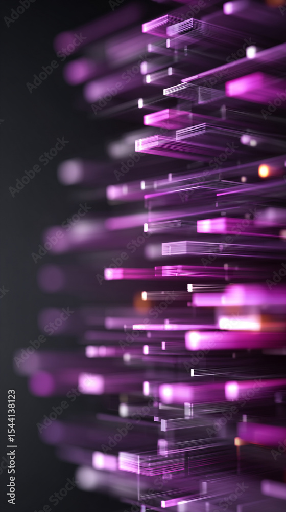 Poster purple technology background with horizontal lines and blocks. abstract digital backdrop representin