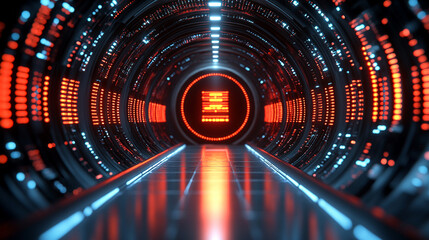 High-tech futuristic sci-fi textured background with glowing neon elements, intricate circuit patterns, and metallic surfaces. Dynamic cyberpunk vibe perfect for digital interfaces and tech designs.

