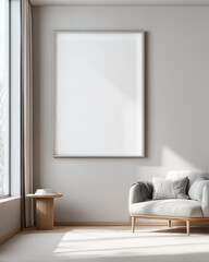 Vertical frame mockup with high-contrast plant shadows and warm light &ndash; modern aesthetic wall setup