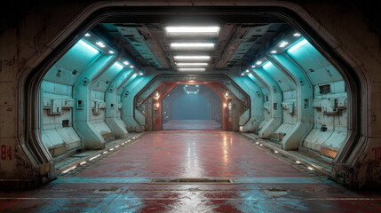 High-tech futuristic sci-fi textured background with glowing neon elements, intricate circuit patterns, and metallic surfaces. Dynamic cyberpunk vibe perfect for digital interfaces and tech designs.

