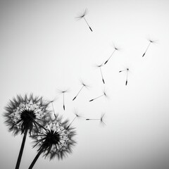 Monochromatic Dandelions: Seeds of Change and Tranquility in a Serene Atmosphere