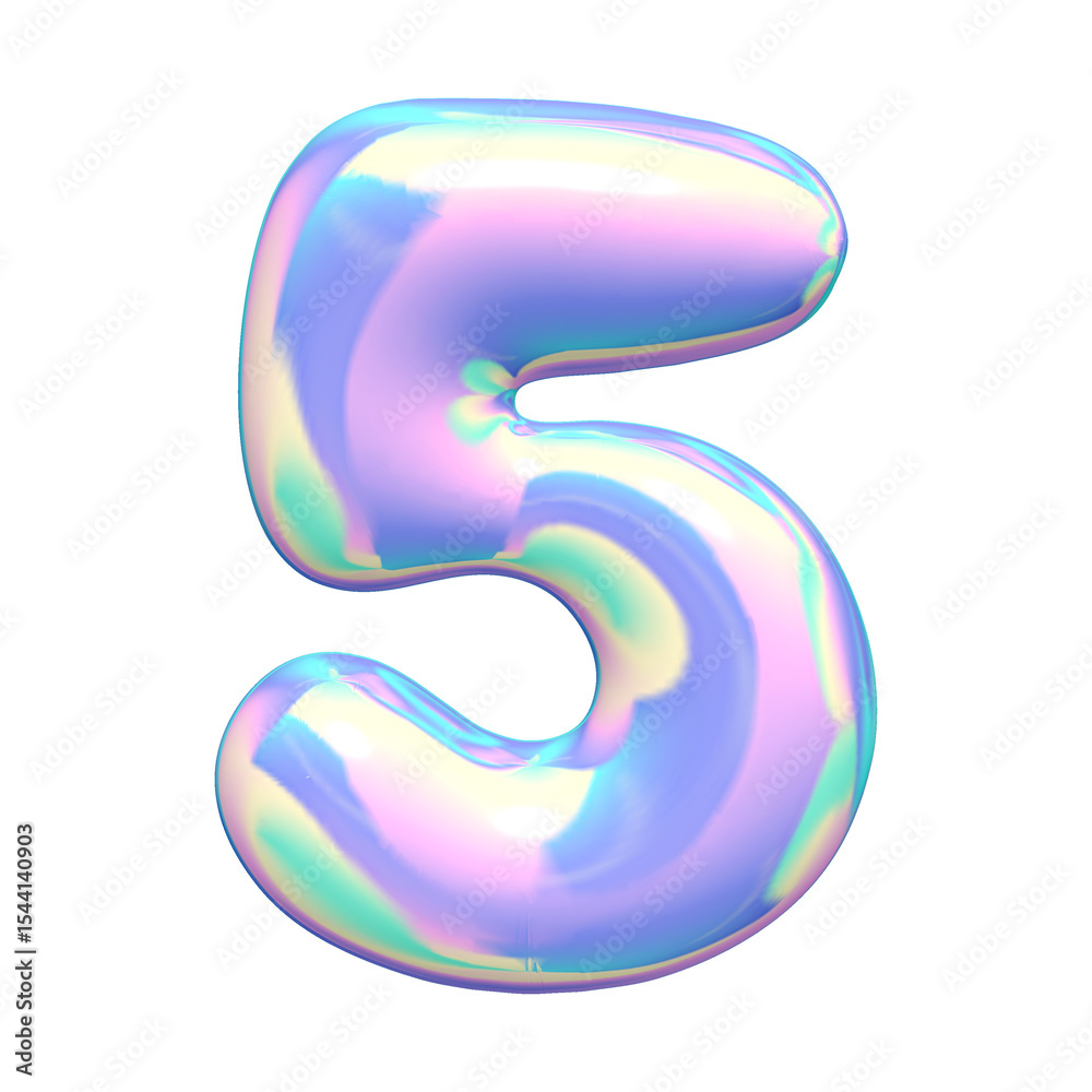 Fototapete 3d render of colorful letters and numbers