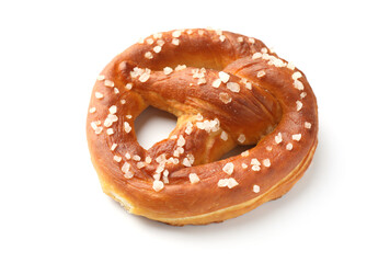 Tasty pretzel with salt isolated on white