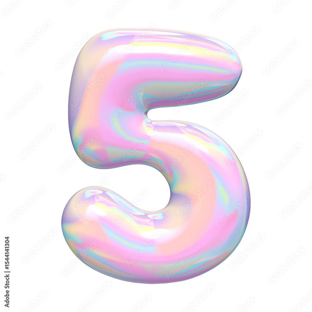 Fototapete 3d render of colorful letters and numbers