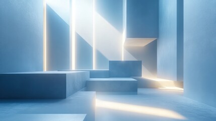 Abstract light-filled modern pedestal display space