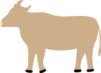 Simple Tan Cow Silhouette Illustration
