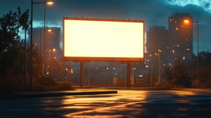 Empty billboard at night in urban area. Possible stock photo use
