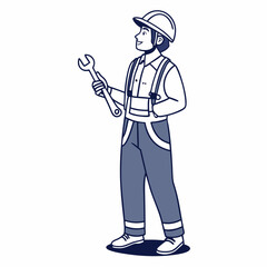 Professional mechanic illustration, isolated cutout, transparent background