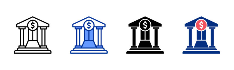 Bank icon sheet multiple style collection	