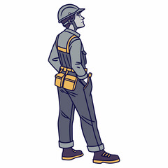 Professional construction worker illustration transparent background