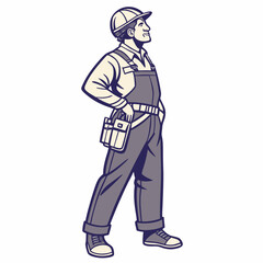 Professional construction worker illustration, transparent background