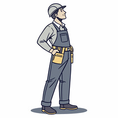 Professional construction worker illustration, transparent background
