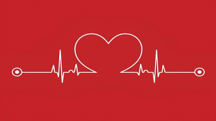 heartbeat pulse line with heart shape, medical illustration, health and wellness category, valentine's day or health campaign use