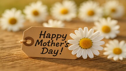 happy mother's day card with daisy flowers, floral design, celebration greeting, perfect for family occasions and gift ideas