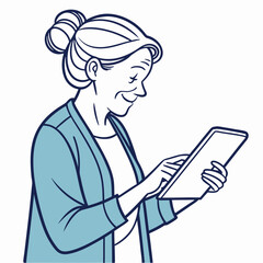 Senior woman using tablet happy smiling technology