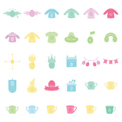 Easter Day Decoration Flat Icons. Easy To Edit. EPS 10