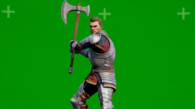 Knight Ready for Battle on Green Screen
