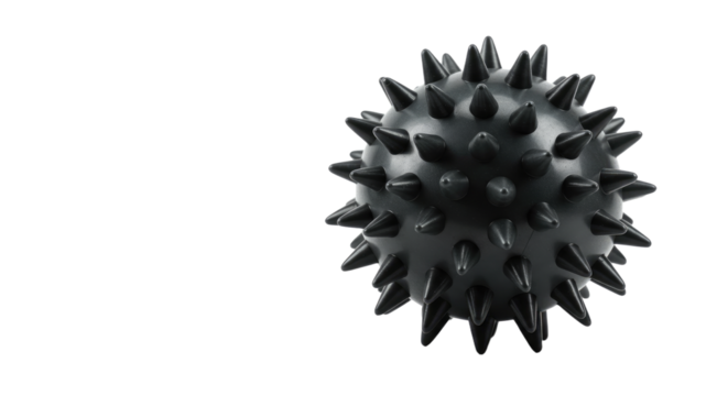 Black Spiky Massage Ball Isolated.