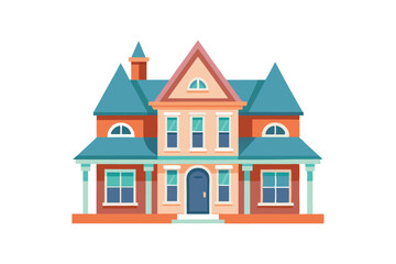 Fototapeta premium Charming Victorian House Architectural Illustration of a Grand Home