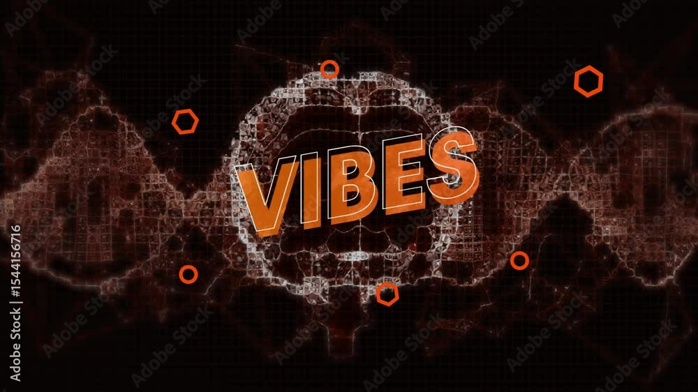 Poster vibes letters emerging brain outline appearing shifting nodes, pulsing waveform visualizing network