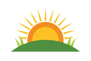 Sunrise Over Rolling Hills A Vibrant Nature Illustration
