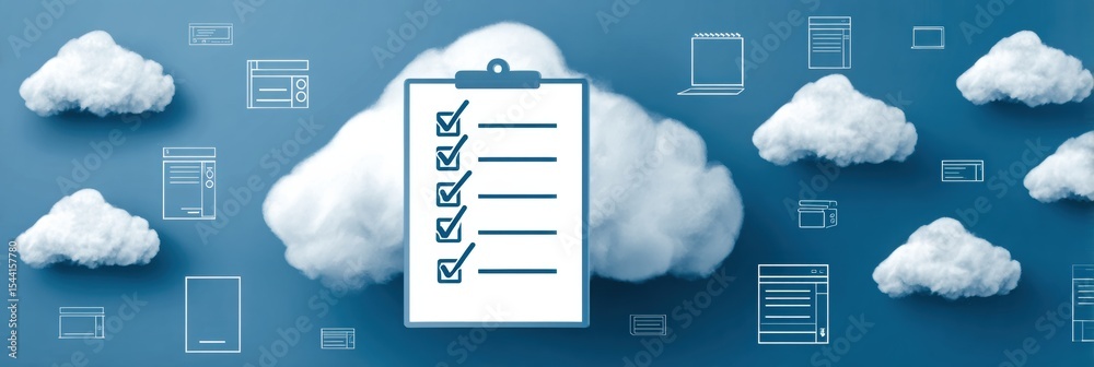 Poster cloud storage safety checklist ensuring data security and accessibility for users in a digital lands