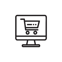 Online shopping cart symbol on digital screen for e commerce design