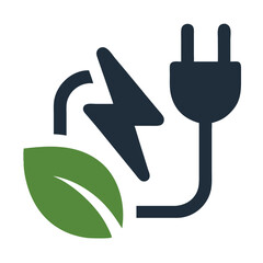Green Leaf Eco Energy Plug Icon Electric Power Renewable Sustainable Nature Environment