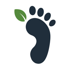 Dark Blue Footprint with Green Leaf Eco Friendly Symbol Environmental Conservation Design
