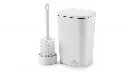 White cleaning brush and container set