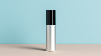 Obraz premium Silver metal tube with black cap casting shadow