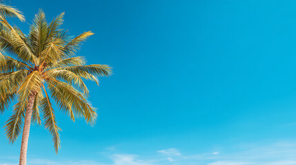 Palm tree sky. Web banner with copy space