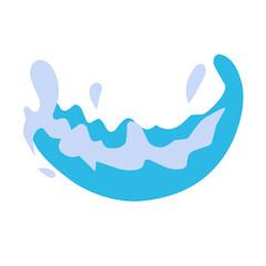 Water splashes. Cartoon aqua splashing, blue ocean waves, drops and water flows, transparent water splash flat vector illustration set. Clean water motion collection