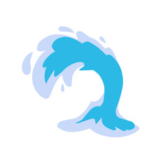 Water splashes. Cartoon aqua splashing, blue ocean waves, drops and water flows, transparent water splash flat vector illustration set. Clean water motion collection