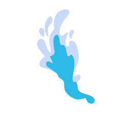 Obraz premium Water splashes. Cartoon aqua splashing, blue ocean waves, drops and water flows, transparent water splash flat vector illustration set. Clean water motion collection