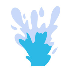 Water splashes. Cartoon aqua splashing, blue ocean waves, drops and water flows, transparent water splash flat vector illustration set. Clean water motion collection