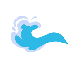 Water splashes. Cartoon aqua splashing, blue ocean waves, drops and water flows, transparent water splash flat vector illustration set. Clean water motion collection