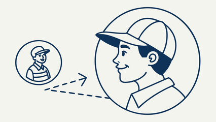 Boy in a cap avatar zoom in profile illustration for social media and design projects vector graphic design