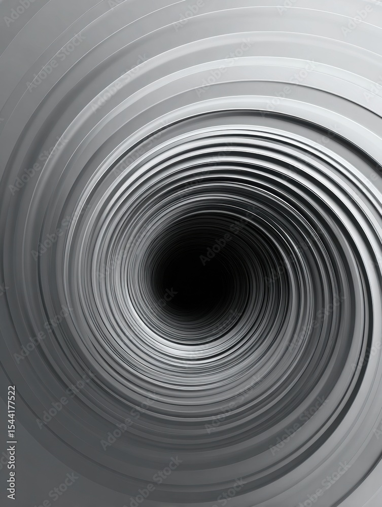 Poster Abstract Spiral Design in Grey Gradient Creates a Mesmerizing Effect of Inward Motion and Depth
